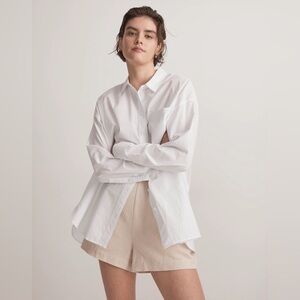 Madewell The Signature Poplin Oversized Shirt NJ588 Small White XS